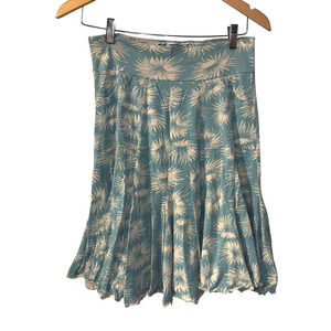 Effie's Heart Women's Pleated Retro Floral Skirt Size M Pastel Seafoam Cotton